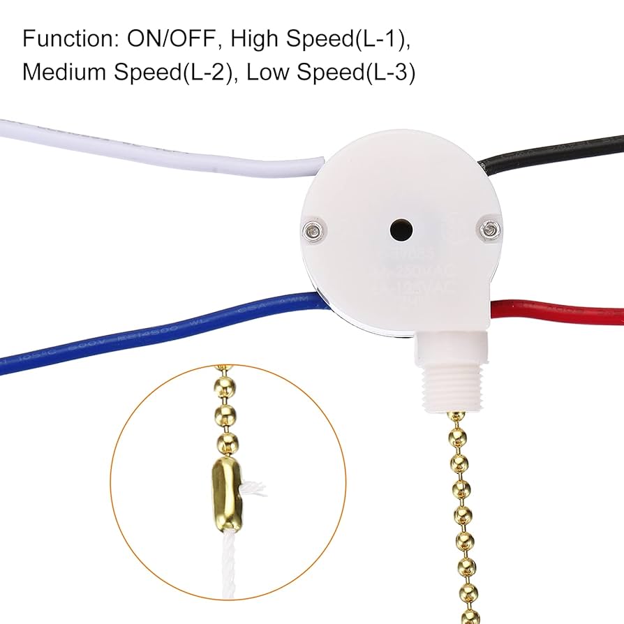 chiconun13-15 MECCANIXITY Ceiling Fan Switch 3 Speed 4 Wire, ZE-208S